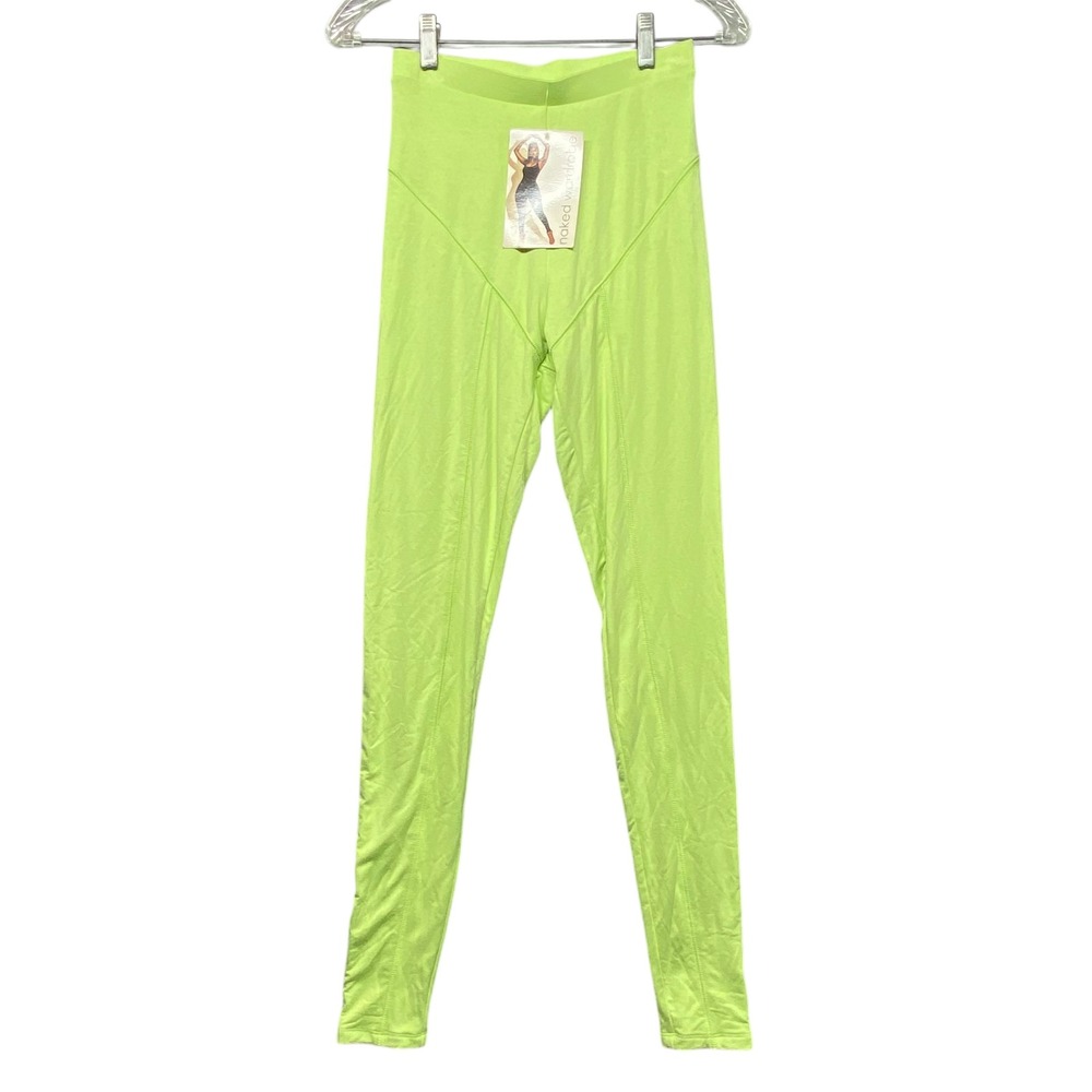 Naked Wardrobe Neon Lime Green High Waist Skinny Leggings Yoga Pants Size‎ S